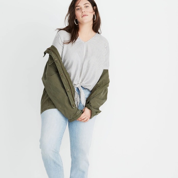 MADEWELL Novel Tie-Front Top in Stripe - Women's Size XXL - Picture 10 of 16